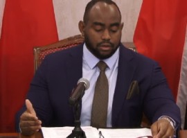 Foreign and CARICOM Affairs Minister, Sean Sobers, speaking at news conference on Sunday (CMC Photo)