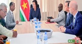 President Jennifer Simons in talks with the Deutsche Bank delegation (CDS Photo).