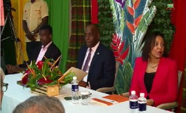 Dominica’s Prime Minister Roosevelt Skerrit (Center) at the High Level Conference on Building a Science and Data Based Agenda for Decision-making on Resilience in the Caribbean (CMC Photo)
