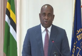 Prime Minister Roosevelt Skerrit addressing the RSS Council of Ministers conference (CMC Photo)