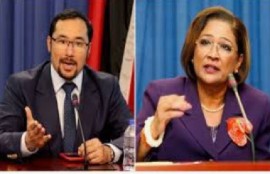Prime Minister Stuart Young and Opposition Leader, Kamla Persad Bissessar (File Photo)