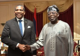 Prime Minister Dr. Terrance Drew and Nigerian President, Bola Ahmed Tinubu.