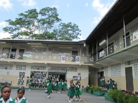 School children play outside in Trinidad. (Photo via the Archdiocese of Port of Spain)