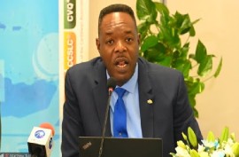 CXC’s Registrar and chief executive officer, Dr Wayne Wesley, speaking at news conference on Tuesday (CMC Photo)